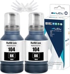 Imprimante Bouteille d'encre Compatible 104 C13T00P140 (2Noir 140ML) Remplacement pour Epson ET-2710 ET-2711 ET-2714 ET-2715 ET-2720 ET-2726 ET-4700 ET-1810 ET-2810 ET-2811 ET-2812