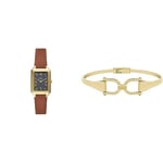 Fossil Women's Watch Raquel and Bangle Bracelet Heritage - Three-Hand Date movement, Gold-Tone Stainless Steel