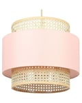 Lampe suspension en rotin rose et naturel YUMURI