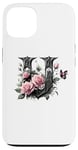 Coque pour iPhone 13 Letter U Initial Floral Monogram Rose Pink Flower Butterfly