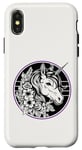 iPhone X/XS Unicorn in Black White Purple Hibiscus Roses Champion Wreath Case