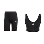 adidas Women's Essentials 3-Stripes Bike Shorts and 3-Stripes Crop Top with Removable Pads