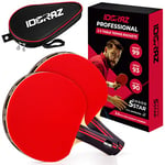 Idoraz Lot de 2 Raquettes de Tennis de Table Professionnelles - Raquettes de ping-Pong avec étui de Transport - Caoutchouc approuvé ITTF pour Tournoi - Meilleure Raquette de Tennis de Table