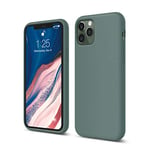 elago Coque Silicone Liquide Compatible avec iPhone 11 Pro (5,8") Case en Silicone Premium, Doublure en Microfibre Douce, Lèvre Surélevée pour Écran & Caméra, Protection Complète (Vert Nuit)