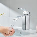 Auralum Mitigeur Lavabo Robinet Cascade Monocommand Robinet Pour Lavabo Et Vasque Salle De Bain Robinetterie Mitigeur Eau Et Froide Chromé Moderne,Hanbing