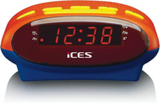 Alecto Ices-Icr-210Kids-Radio-Reveil Pour Enfants-Pll Fm-Fonction Snooze-Minuterie De Veille-Reserve De Marche-Bleu/Orange