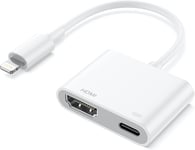 Lightning Hdmi Adaptateur Pour Iphone ¿Certifié Mfi¿ Iphone/Ipads 1080P Hdmi Adaptateur Câbles Av Numérique Vidéo Audio Sync Hronisation D'Écran Connecteur Chargeur, Compatible Avec Tous Les Ios