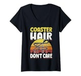 Womens Rollercoaster Amusement Coaster Hair Kids Roller Coaster V-Neck T-Shirt