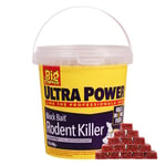 The Big Cheese Ultra Power Block Bait Rodent Killer - 20g x 15, Rat and Mice Brodifacoum Poisoning Blocks, Fast Acting, Red, Biodegradable, British Grain, Damp-Proof