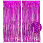 Rose Red Tinsel Curtain Party Backdrop - GREATRIL Foil Fringe Curtain Photo Booth Backdrop for Bachelorette Party Engagement Wedding Party New Years Eve Baby Shower Bridal Shower 2 PCS