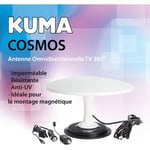 Antenne Omnidirectionnelle tv Numérique 360⁰ - kuma Cosmos - 12v 24v/12 volts, avec Base Magnétique, vhf, uhf, Pour Bateau, Caravane, Camion, Camping