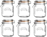 6 X Kilner Preserving Clip Top Square Jars For Airtight Pickles Jam Storage 1L