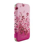 Ted Baker ALSTRIA Pink Scattered Flowers Mirror Folio Phone Case for iPhone 12/12 Pro Gold Shell