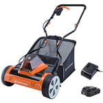 Yard Force 20V 4.0Ah Cordless Cylinder Lawnmower 38cm Cutting Width 45L Grass Bag Li-Ion Battery & Charger Included - Part of CR20 Range - LM C38A