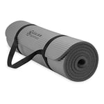 Gaiam Essentials Tapis de yoga épais avec sangle de transport pour tapis de yoga Gris 183 x 61 x 0,6 cm