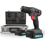 PowerPlus drill/skrutrekker, m/batterier 2 x 18V/1,3Ah, med 153 deler