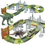 Dinosaur Race Track Car Toy Set - Flexible Dinosaur Jurassic Toys  for Boys Kids