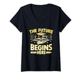 Womens The Future Begins Here School Counselor Guidance Counseling V-Neck T-Shirt