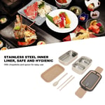 Bento Lunch Box Bento Box Compartment Student 1400Ml Khaki For Ins Double Khaki