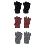 NAME IT Unisex Kid's NKNMAGIC Gloves 3P NOOS, Nocturne/Pack:3 Pack with Grey Mel/Black, 6 (Pack of 3)