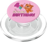 It's My Birthday 4, Teddy Bear, Birthday Girl 4 Year Old PopSockets PopGrip for MagSafe