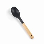 Lacor - 68281 - Cuillère lisse nordique, Louche de cuisine, Ustensiles de cuisine, Tête en nylon, Sans BPA, Antiadhésif, Poignée ergonomique en bois de hêtre, Longueur 34 cm