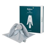 Kaloo - Lapinoo - Blue Bunny Comforter - Baby Plush - Square: 30 x 30 cm - Bi-Material Ultra-Soft Viscose and Corduroy - Gift Box - 0 Months +, K218003