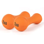 Phoenix Fitness RY928-2 Neoprene Dumbbell Weight for Home Exercise Men, Women and Kids Arm Hand Weights Pilates Dumbbells - Sold as a Pair 2kg, Orange