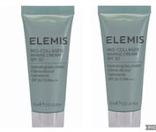 2x Elemis Travel Pro-Collagen Marine Cream SPF30 15ml - Brand New ( 30ml Total )