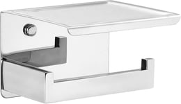 Porte Rouleau Papier Toilette Auto-adhésif avec Tablette,Support Papier Toilette Mural pour Salle de Bain,Acier Inoxydable Derouleur Papier Toilette WC sans Percage,Argent Acier Poli(Q1911)