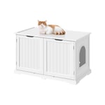 Yaheetech Meuble Litiere pour Chat Maison de Toilette Chat en Bois 95 × 53,5 × 57,5 cm 1 Panneau Amovible 9 Trous d'Aération Grand Espace en Haut