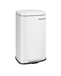 SONGMICS Poubelle Cuisine 30L, Poubelle à Pédale, avec Couvercle à Fermeture en Douceur, Seau Intérieur, en Acier, Blanc LTB03WT