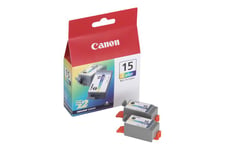 Canon BCI-15 Colour Twin Pack - 2 pakker - farve (cyan, magenta, gul) - original - blækbeholder