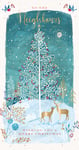 To The Neighbours Festive Tree With Deer Christmas Card Xmas Greeting Cards