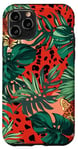 Coque pour iPhone 11 Pro Green Pop Art Tropical Red Leopard Phone Pattern Guépard