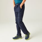 Regatta Kids Water-repellent Highton Stretch Zip Off Walking Trousers Navy, Size: 7-8 Years