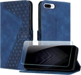 Coque Pour Iphone 8 Plus Plus/Iphone 6 Plus (5,5 Pouce), Cuir Pochette De Portefeuille Avec Film De Protection D'ecran Magnetique Emplacements Cartes Pour Iphone 6s Plus - Bleu