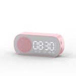 CDQ Multifunktionell Smart FM-radio Bluetooth-högtalare Väckarklocka Spegelklocka (rosa)