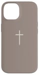 Coque pour iPhone 14 Simple Cross Christian Earthy Boho Minimaliste Beige Taupe