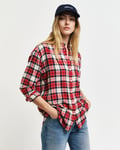 GANT - Rutet flanellskjorte i relaxed fit til dame ruby red