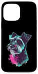 Coque pour iPhone 13 Pro Max Mini Schnauzer Splash Art coloré pour les amoureux du schnauzer