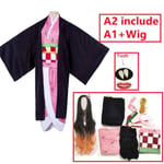 Nezuko Cosplay Anime Demon layer Kimetsu No Yaiba Cosplay Costume & Accessories Kamado Kimono Uniform Halloween Clothes Black S