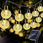 Anmossi Solar String Light,60 LEDs 11m Solar Garden Lights, Waterproof Outdoor String Lights Solar Powered Crystal Ball Decorative Lights for Garden,Patio,Yard,Home,Chrismas Tree,Parties,Warm White