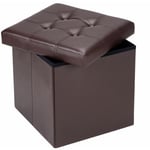 Casaria® Tabouret cube avec espace de rangement Pouf 40 x 40 x 40 cm Coffre de rangement Repose-pied siège m - Marron