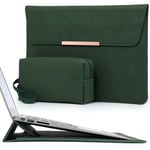 HYZUO 13.3-14 Inch Laptop Sleeve with Stand Feature for MacBook Pro 14 M3/M2/M1 Pro/Max A2992 A2918 2024-2021, MacBook Air 13, 13.8-13.5 Surface Laptop 7-1, Case with Pouch, Midnight Green(Smiley)