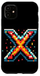 Coque pour iPhone 11 Lettre initiale du nom de l'alphabet X dans le style pixel art