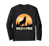 Lone Wolf Howling at the Moon Jackal Animal Gift Men Women Long Sleeve T-Shirt