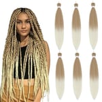 Braiding Hair Pre Stretched - 30 Inch Pre Stretched Braiding Hair 27/613 Braiding Hair Soft Yaki Texture 6 Packs Crochet Hair Extensions Braids for Black Women (30 Inch(6Packs), 27/613)