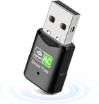 Clé WiFi pour PC, AC650Mbps Adaptateurs USB WiFi Double Bande 2,4 GHz/5,8 GHz, Free-CD Drive, Clé WiFi Dongle WiFi USB Compatible avec Windows Vista/XP/Win7/8.1/10/11