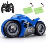 XIAOKEKE Remote Control Stunt Toy Motorcycle for Boys Toddlers Stunt RC Car Gesture Sensing Twisting Vehicle Driving Toy Gifts with Rechargeable Batteries Kids Toys for Christmas Birthday Gift,Blue